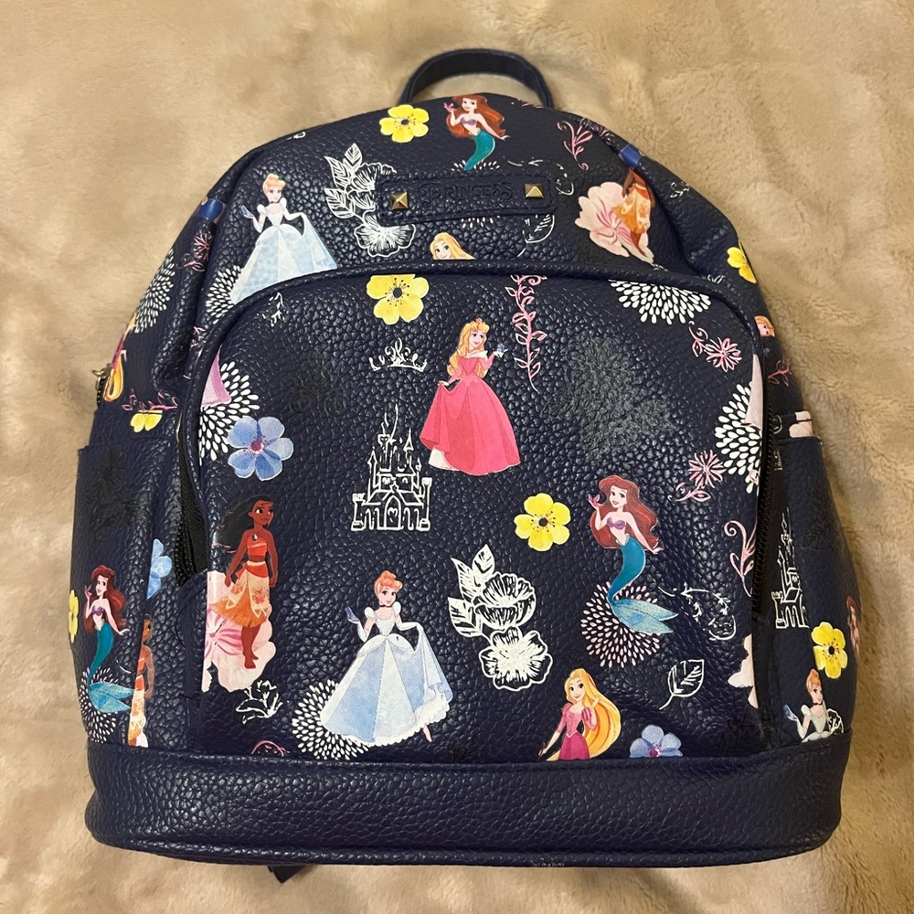 Like new!! Disney Princess Leather PU Navy blue Backpack.